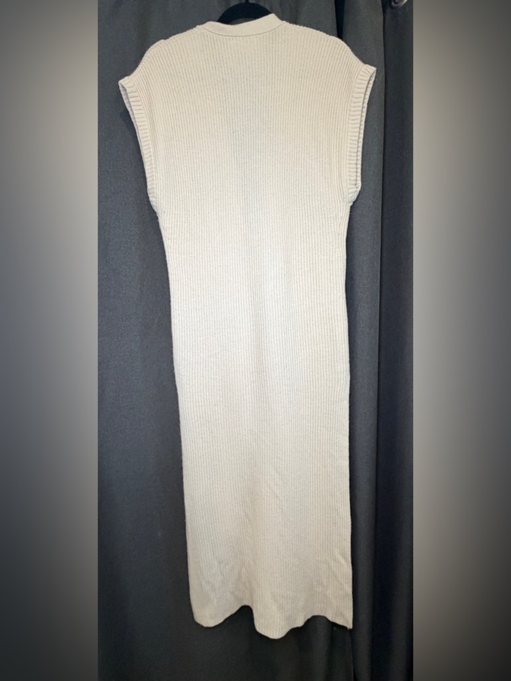 Jonathan Simkhai | Neutral Selma Long Cardigan in Ribbed Knit wool, cotton blend - Picture 6 of 11